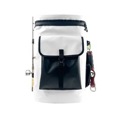 pvc防水包魚杆釣箱30L超大容量活魚海釣專用雙肩釣魚竿揹包保溫箱, 1個, 白色