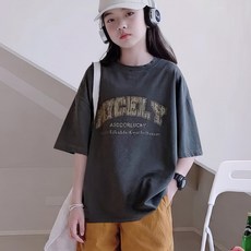 베비포 초중생 빈티지 레터링 루즈핏 반팔티 CE6