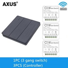 차량스위치 방수커넥터 릴레이 자동차부품 AXUS RF 433Mhz 스위치 무선 벽 86 패널 송신기 안전 AC 110V 220V 조명 램프용 인터럽터, 10 3gang-Black-LS, 10 3gang-Black-LS