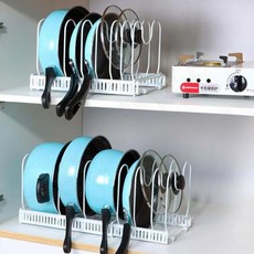 후라이팬 냄비 거치대 프라이팬거치대 프라이팬정리, TW길이조절 후라이팬냄비정리대(다크브라운)