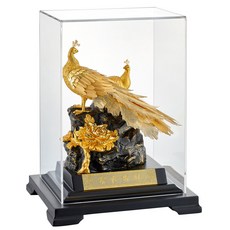 金色孔雀擺件 藝術裝飾品 純金箔禮品~~【天賜良緣 鳳凰于飛 富貴吉祥】小櫥窗, 招財純金箔禮品~~雞 鳳凰【天賜良緣 鳳凰于飛 富貴吉祥】小櫥窗