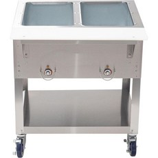 크라토스 28W-198 모바일 포팬 오픈 웰 전기 스팀 테이블 언더쉘프 120V 2000W, 2 well mobile/ 120V