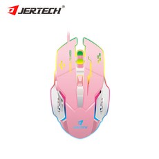 JERTECH JR810 유선 게이밍 마우스 무음 led 백라이트, 핑크