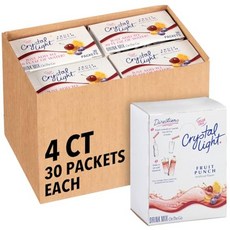 크리스탈라이트 드링크 믹스 온 더 고 무설탕 3.11g 30개입 4개 프루트 펀치 (Fruit Punch) 120, 2박스