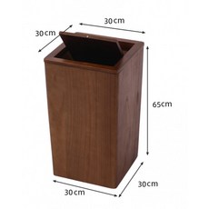 우드 휴지통 뚜껑형 플립 카페 로비 인테리어, 1단, H_호두나무색 원목 대형