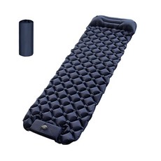 可拼接30秒速充氣床墊，防潮輕量露營床墊，腳踩充氣睡墊，戶外室內多功能, 海軍藍【贈收納袋】