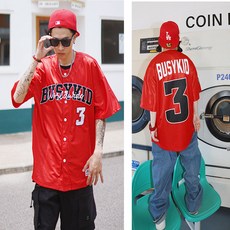 레드 빅로고 야구유니폼 힙합 스트리트 반팔셔츠 Y238