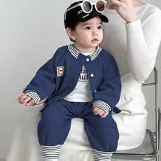 몽실이 베이비 앞트임 상하복 아동 유아용 상하세트 곰돌이 자켓 바지 가을 외출복