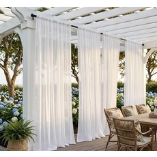 드라펠 비투명 흰색 프라이버시 쉬어 카페 커튼 84인치 길이 2개 패널 복도 교실 기숙사 방 체육관 거실 침실용 넓은 막대 포켓 창 52인치