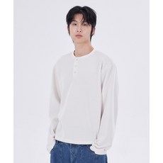 굿라이프웍스 남녀공용 긴소매 티셔츠 스테디 와플 크롭 헨리넥 26SSGT07CR
