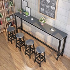 제리상점 홈바테이블 주방 식탁 카페 홈바 아일랜드, 200x40x100+스툴 4개