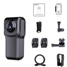 흔들림 방지 썸 액션 카메라 4K 미니 스포츠캠 WiFi 탑재 - 방수 충전식 비디오 레코더 (야외 다이빙 및 자, 01 32G SD Card, 01 검정색