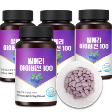 빌베리 안토시아닌 정 빌베리농축분말 추출물 bilberry 식약처 HACCP 인증, 4개, 50회분