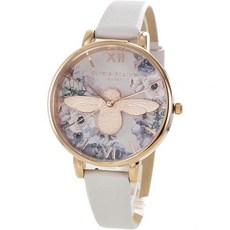 OLIVIA BURTON 올리비아 버튼 (OLIVIA ) 여성용 3D Bee 화이트그레이 가죽ー밴드 벨트 OB16PP41 腕시계 235598