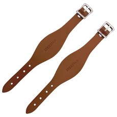 ZEEKSTAR 가죽 스터럽 호블 스트랩 한 쌍 조절 가능한 교체 스트랩 웨스턴 안장용 스테인리스 스틸 버클 클로저 (브라운), ZEEKSTAR 가죽 스터럽 호블 스트랩 한 쌍, 조절