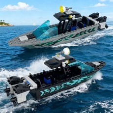부유식 스피드보트/호버크래프트 순찰정 기술 조립블록(교육용), 순찰 스피드보트 2 (가방)