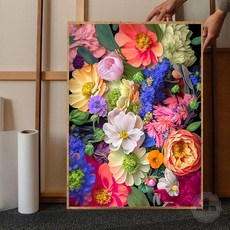 명화그리기 그림그리기 DIY 유화그리기세트 캔버스 키트 작약꽃, B. J129 꽃들의 폭동