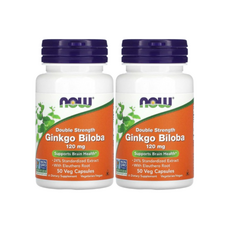 (2통) 징코 빌로바 나우푸드 은행잎추출물 허브 더블트랭스 120mg 50캡슐, 2개
