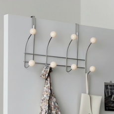 무타공 철제 8구 우드볼 도어 후크 문걸이 행거 도어훅, 1개, 크림화이트