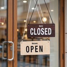 사인통 우드 오픈 클로즈 안내판 표지판 OPEN CLOSE 양면 문패 팻말, 메이플