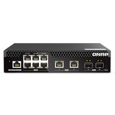 QNAP QSW-M2106R-2S2T 交換器，六個2.5GbE和兩個10GbE連接埠，L2網管功能，無風扇靜音, 1個