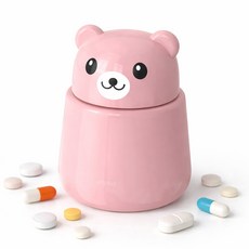 앙플러스 큐트 곰돌이 가정용 알약 분쇄기 파스텔핑크, 1개