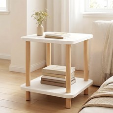 벨라까사 모던한 원목 침대 옆 사각 미니협탁 사이드 탁자 테이블 2단, 화이트