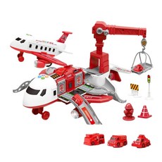 變形飛機玩具套裝 兒童消防車模型 多場景益智玩具, 升級款消防（彩盒）, 1個