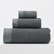 3인 가정용 성인 두꺼운 목욕 수건 순면 부드러운 흡수성 세안 수건 손 닦는 사각 수건 순면 도매, 자이자이 패턴 짙은 회색, 75*35cm 수건