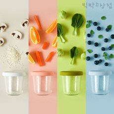 데일리라이크 봉봉 유리 이유식 용기 210 3개 1세트 눈금 이유식보관 이유식준비물, 올리브, 210ml