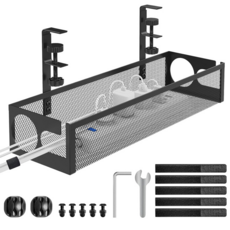 히즈플랜 무타공 멀티탭 거치대 컴퓨터 선정리, 블랙