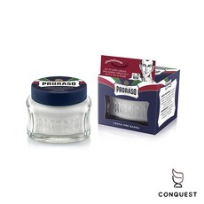 【CONQUEST】Proraso 義大利 Pre Shaving Cream 檀香鬍鬚軟化膏 軟化膏 適用粗硬鬍鬚, 1個, 藍 - 保濕麝香