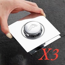 腳踩式全銅彈跳地漏芯 衛浴改造免敲地漏芯 過濾網全銅防臭腳踩彈跳全銅芯蓋地漏, 不鏽鋼(銅芯)*3