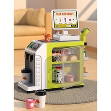 兒童過家家玩具迷你超市購物臺仿真咖啡機售貨臺玩具套裝，角色扮演購物遊戲, 668-124超市咖啡售貨機, 1個