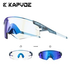 Kapvoe【X-VYSN技術鏡片】UV400運動太陽眼鏡：戶外自行車、釣魚、射擊、高爾夫、登山、棒球護目鏡, K410-08(變藍)(送上管包), 1個