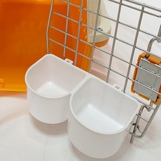 디앤몰 강아지 애견 고양이 사료 밥그릇 철장 이동장 물그릇 걸이형 케이지 더블식기 G301, 핑크, 1개