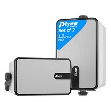 플리 오디오 250W 야외 블루투스 스피커 스피커 간 무선 동기화 강력한 베이스 파티오용 벽걸이 현관 가제보 차고 2팩 화이트(MZ-632)
