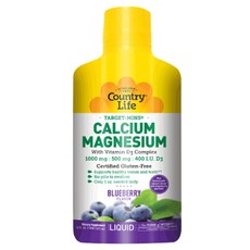 Country Life 鈣鎂液體野生藍莓味, 472ml, 1個