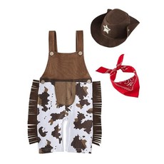 LATOBREATH 유아 남아 아동용 할로윈 카우보이 코스튬 세트 코스프레 드레스 업 플레이 세트 의상 레드, 3-6 Months