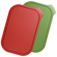 애슬라 칼집 안나는 4T 양면 항균 TPU 도마 2종세트, 올리브그린+크림슨레드, 1개