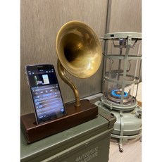 手作古典留聲機 黃銅純手工製喇叭 免插電擴音喇叭 戶外露營車泊隨插即用