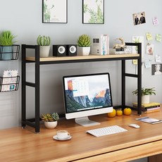 可開發票 桌面書架 置物架 多功能省空間書架簡易桌上宿舍學生用多層收納架子, 單層H型75長*24寬淺胡桃黑架, 淺胡桃黑, 單層