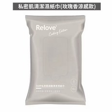 Relove 30秒私密肌弱酸清潔濕紙巾, 1個, 玫瑰涼感濕紙巾（一包15抽）