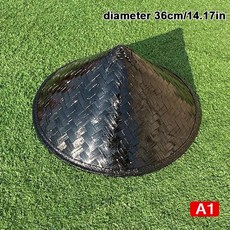 중국 레트로 대나무 어부 모자 수제 직조 빨대 버킷 관광 레인 댄스 소품 콘 낚시 햇빛가리개 1PC, 03 36CM A1