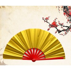 功夫扇 響扇 紅色塑料骨 武術表演扇 舞蹈扇 復古扇子, 01-黑骨金色亮粉扇