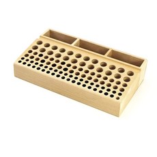 QWORK 가죽 작업 도구 홀더 98홀 나무 공예 랙 스탠드 정리함 3개의 슬롯 펀치 보관함 만들기, 1개