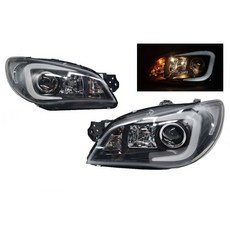 大禾自動車 導光式樣 魚眼 黑底大燈組 適用於 SUBARU WRX impreza 硬皮鯊 05-07, 1個