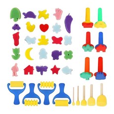 GHSHOP 어린이 회화 스폰지 브러시 스탬프 세트 드로잉 도구 다양한 가정 휴대용 아트 DIY 교육 장난감 소년 성인, 멀티, PP 스폰지