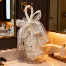 手工精油香皂禮盒：花香香薰水晶玫瑰造型，純手工沐浴洗手香氛，車載掛件伴手禮, 水晶白一個裝-玫瑰香（禮盒裝）約14顆, 1組
