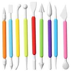 클레이 조각 도구 9개 더블 헤드 에어 드라이 클레이 도구 어린이 성인용 플라스틱 폴리머 클레이 도구 몰딩 쉐이핑 조각 도트 트리밍 도자기 케이크 장식 DIY 공예 31340, 클레이 조각 도구 9개, 더블 헤드 에어 드라이 클레이